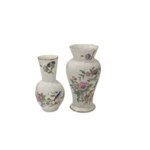 Cặp bình sứ men trắng hoa điểu